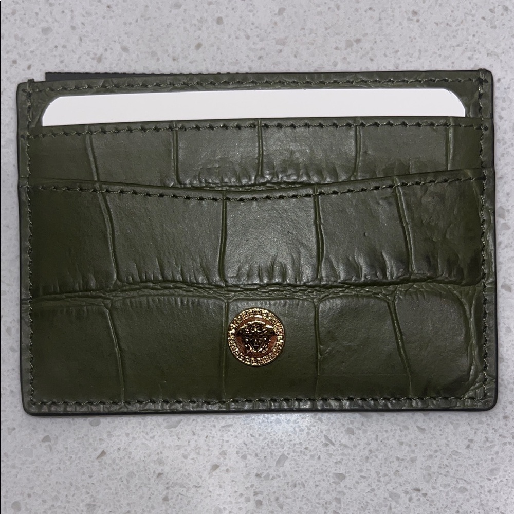 Versace Olive Green croc skin Card Holder